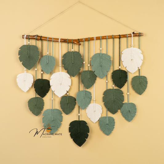 Forest Green Macrame Leaf Wall Decor