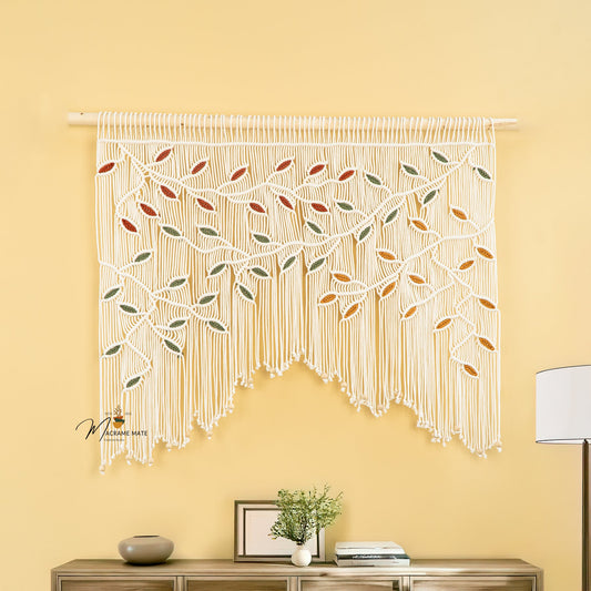 Ethereal Macrame Leaf Curtain Wall Hanging