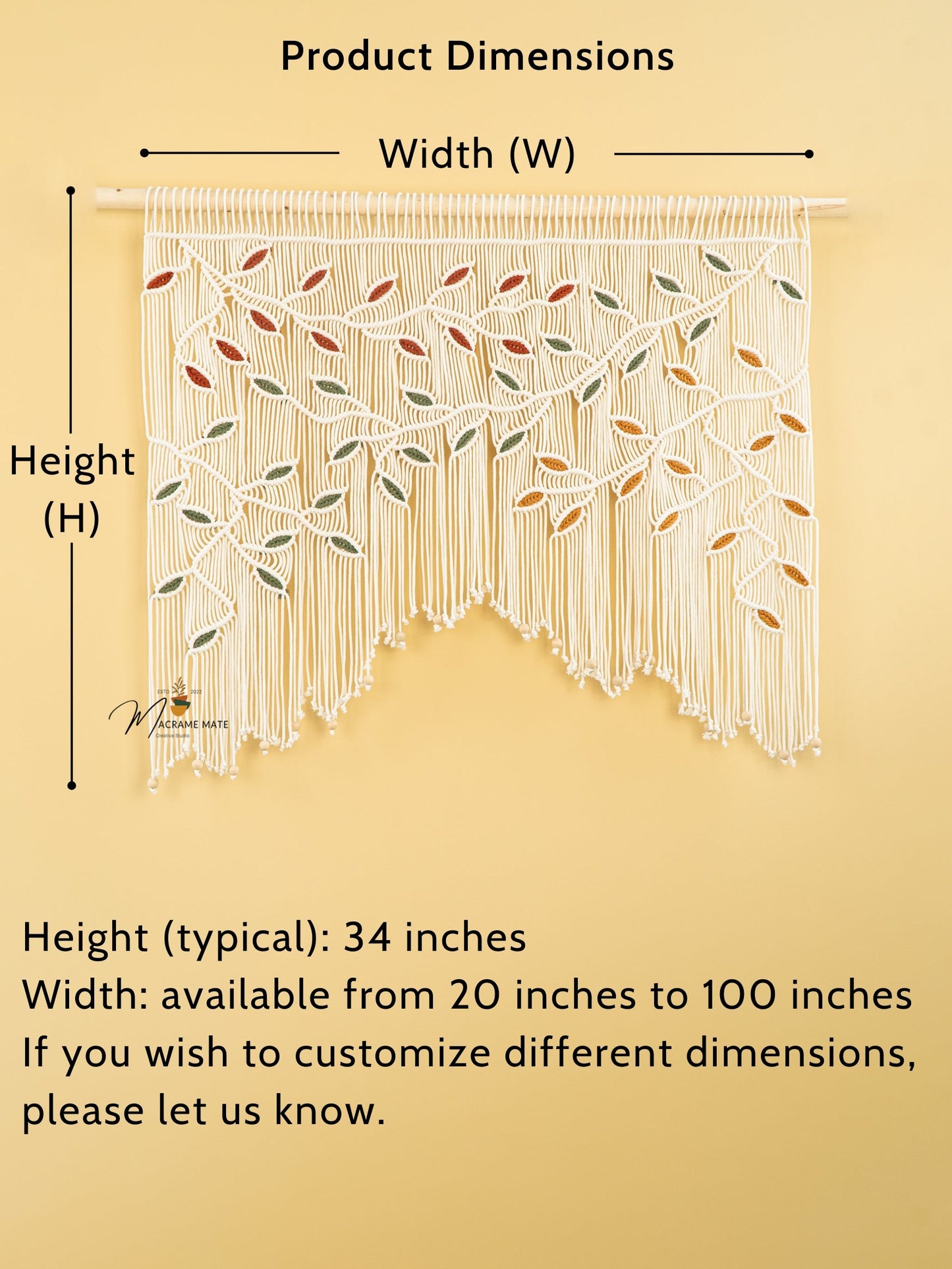 Ethereal Macrame Leaf Curtain Wall Hanging
