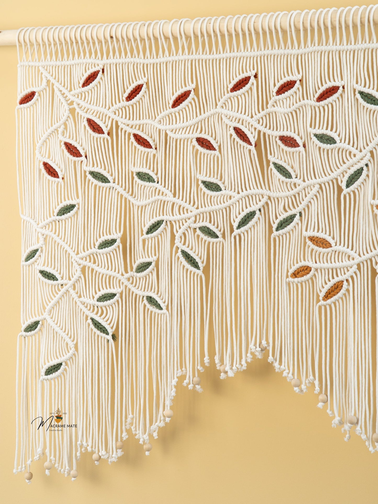 Ethereal Macrame Leaf Curtain Wall Hanging
