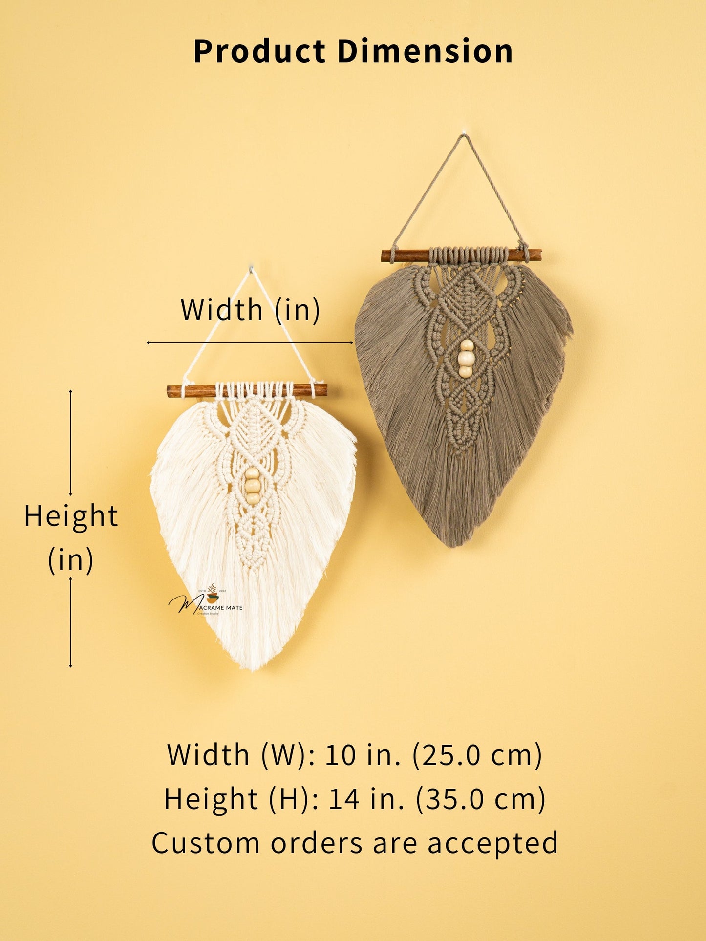 Rustic Natural Taupe Macrame Leaves