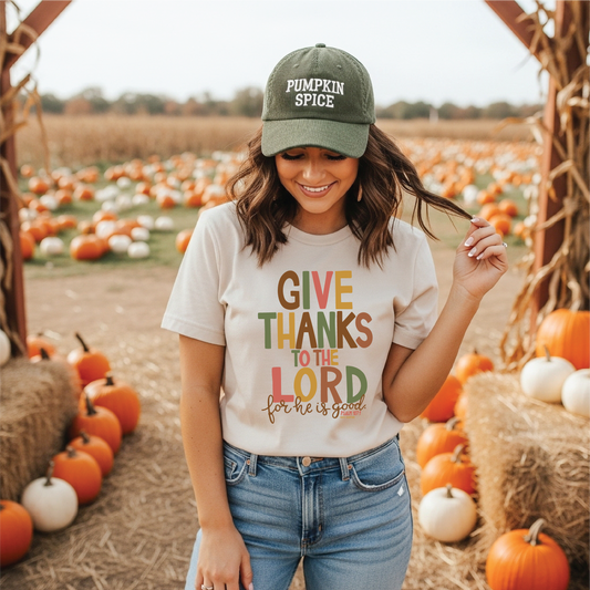 Give Thanks Multi Color Short Sleeve T-Shirt