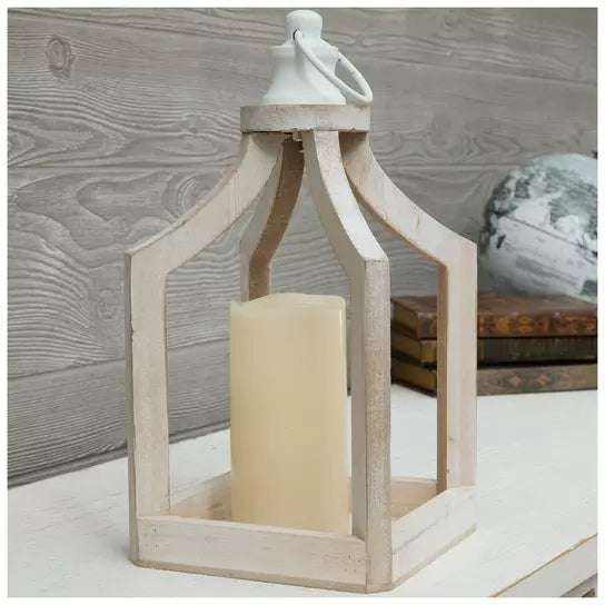 Rustic White Wood Lantern