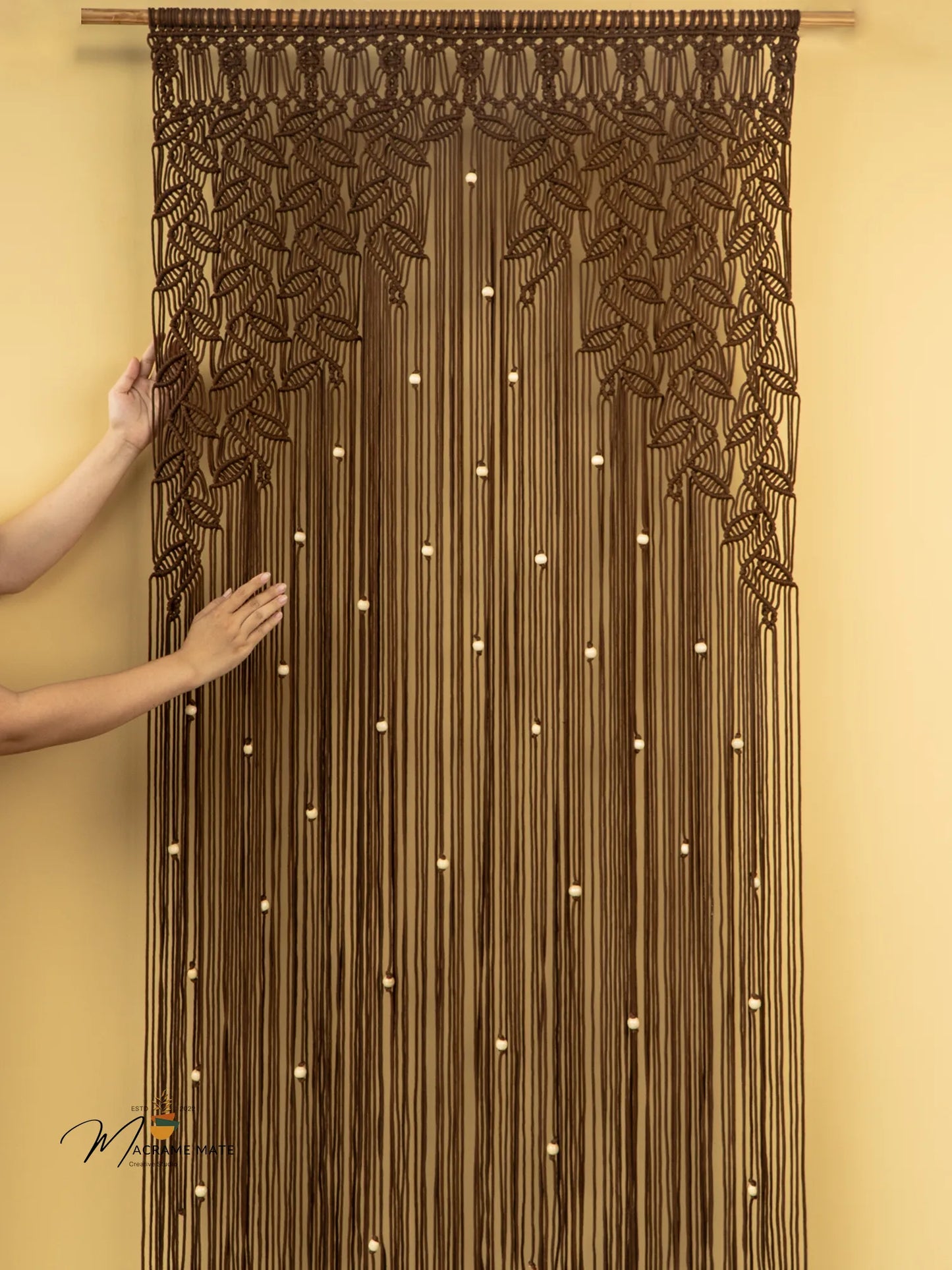 Brown Macrame Leaf Door Curtain