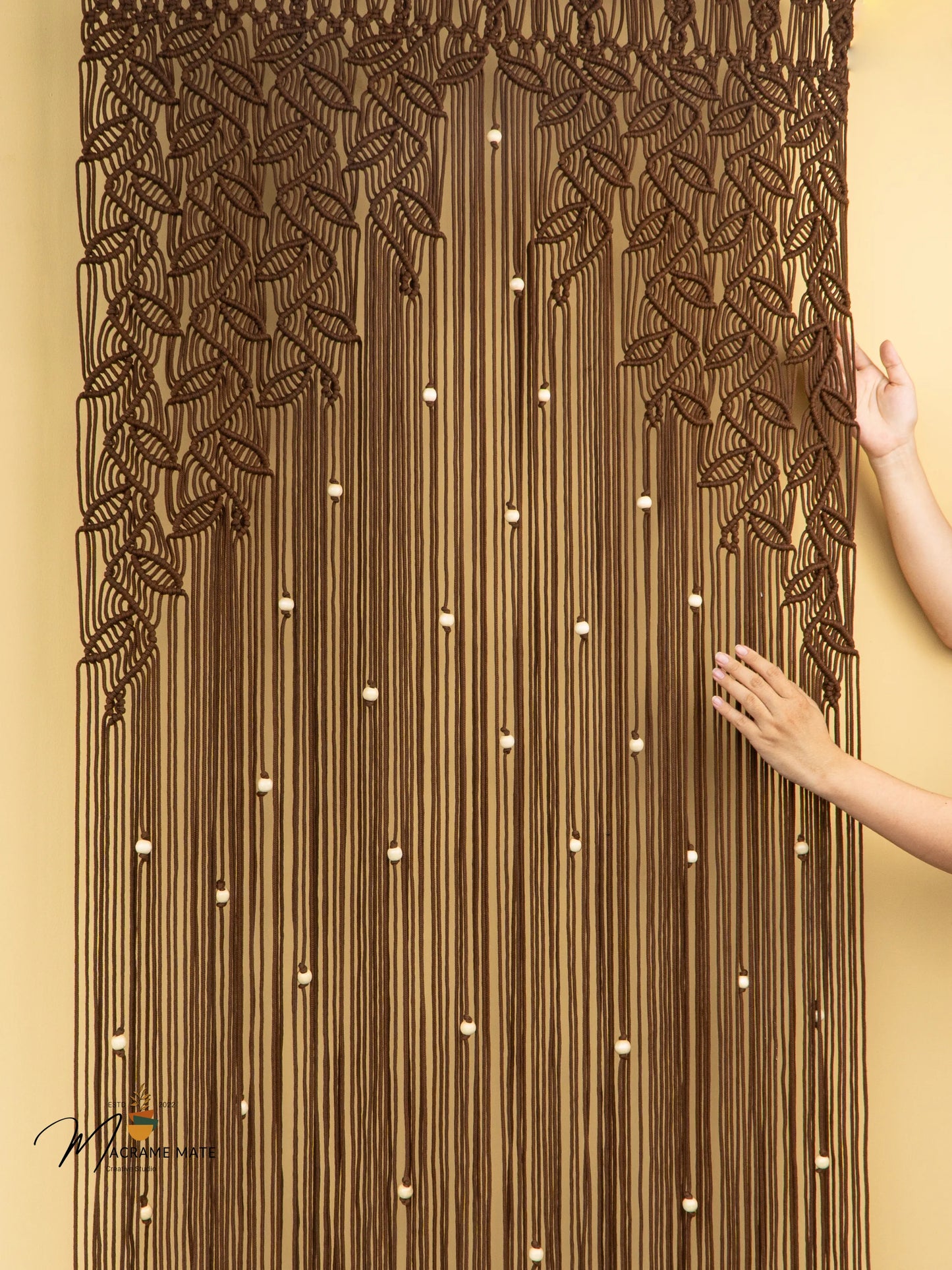 Brown Macrame Leaf Door Curtain