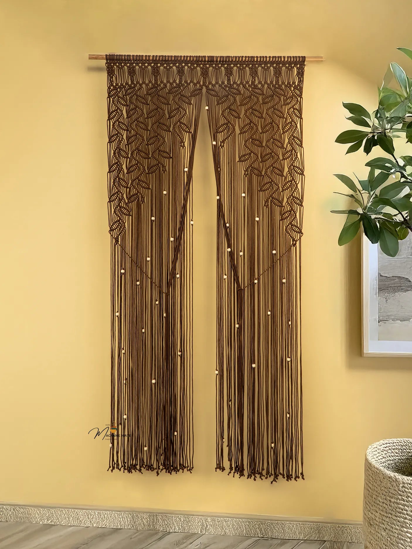 Brown Macrame Leaf Door Curtain