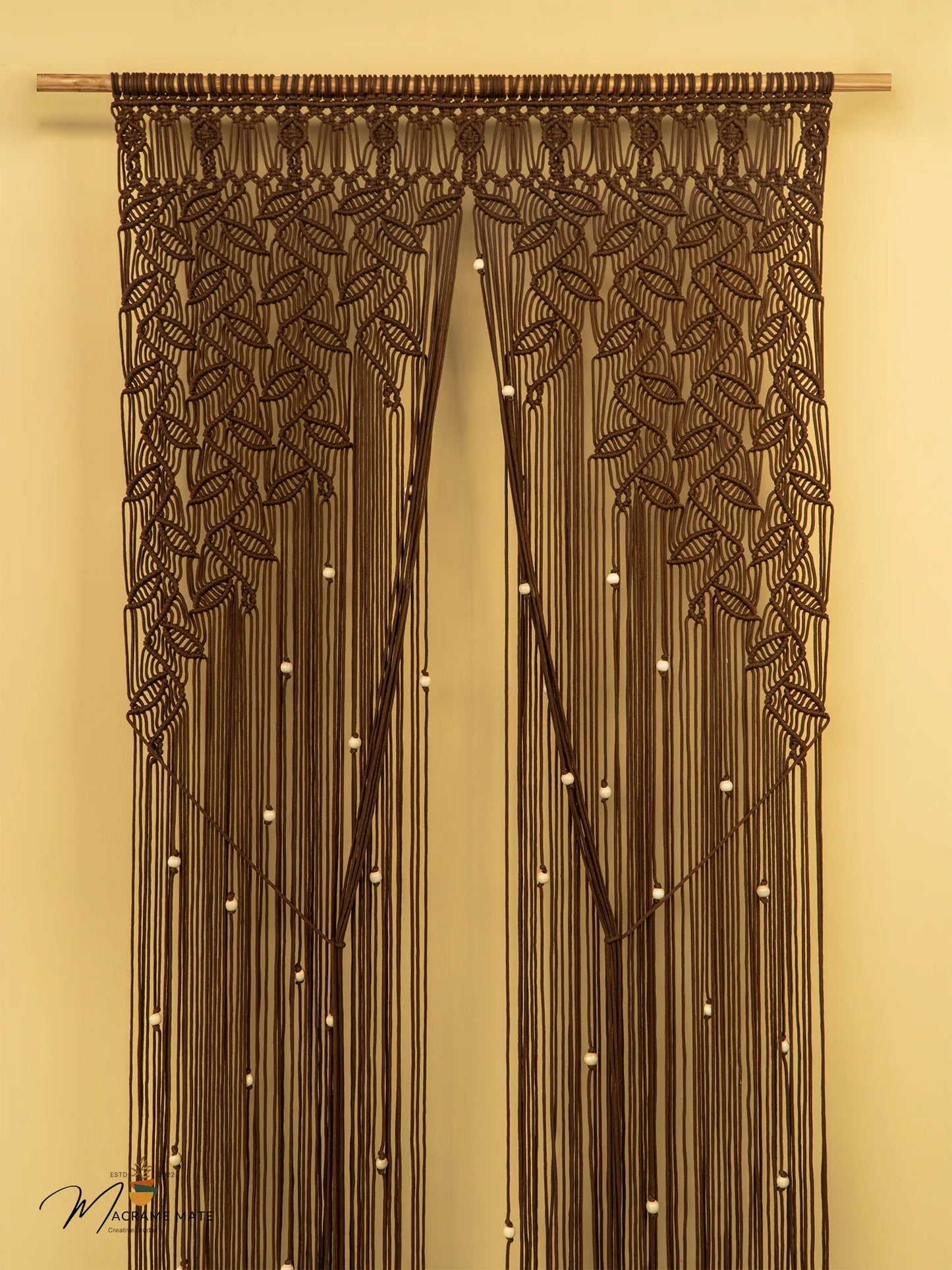 Brown Macrame Leaf Door Curtain