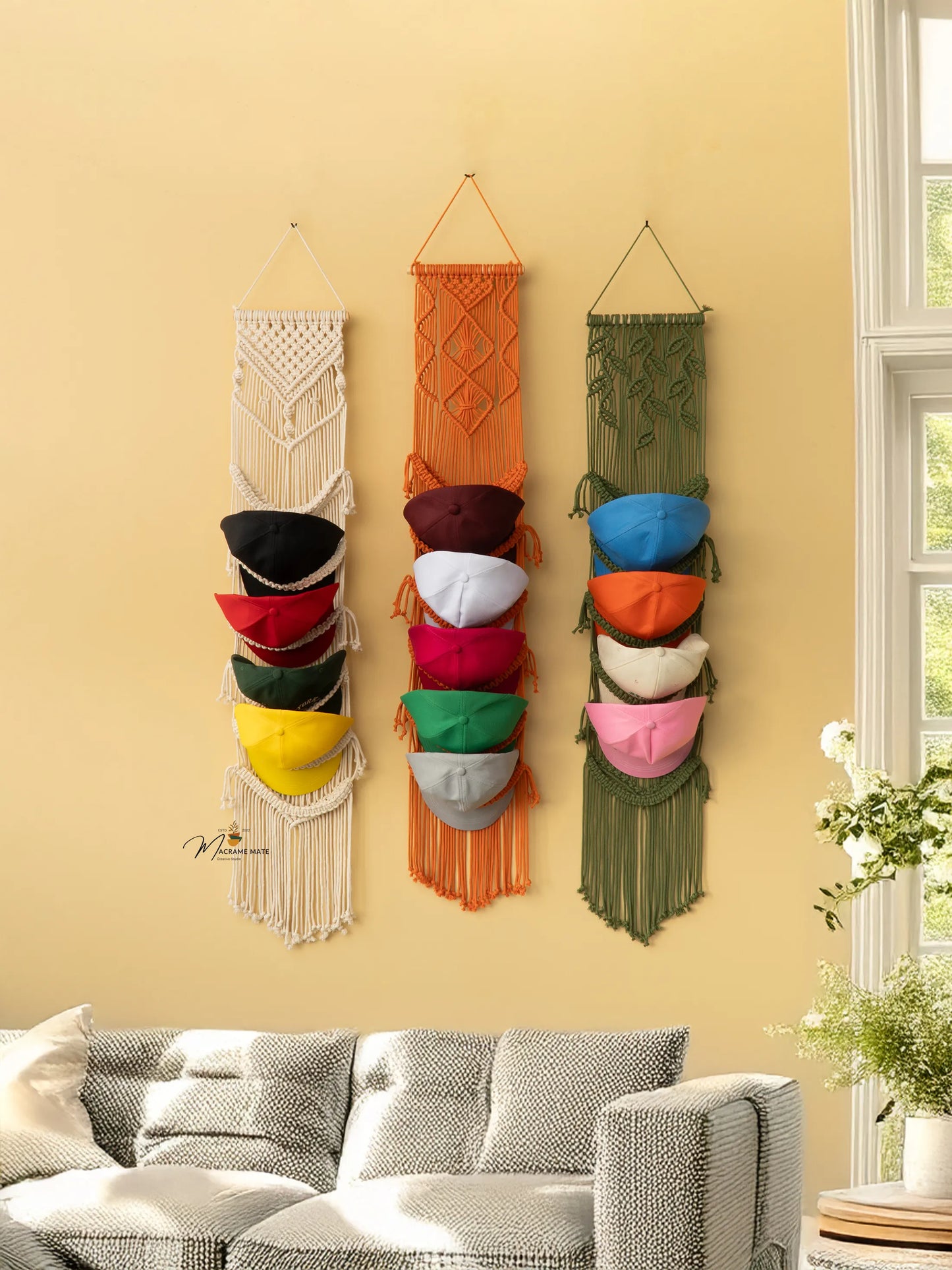 Macrame Baseball Hat Holders