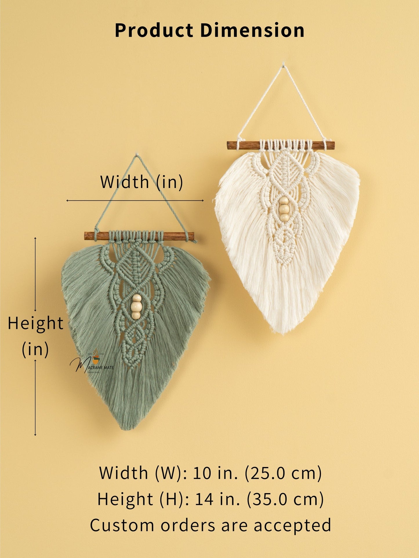 Rustic Green Natural Macrame Leaves