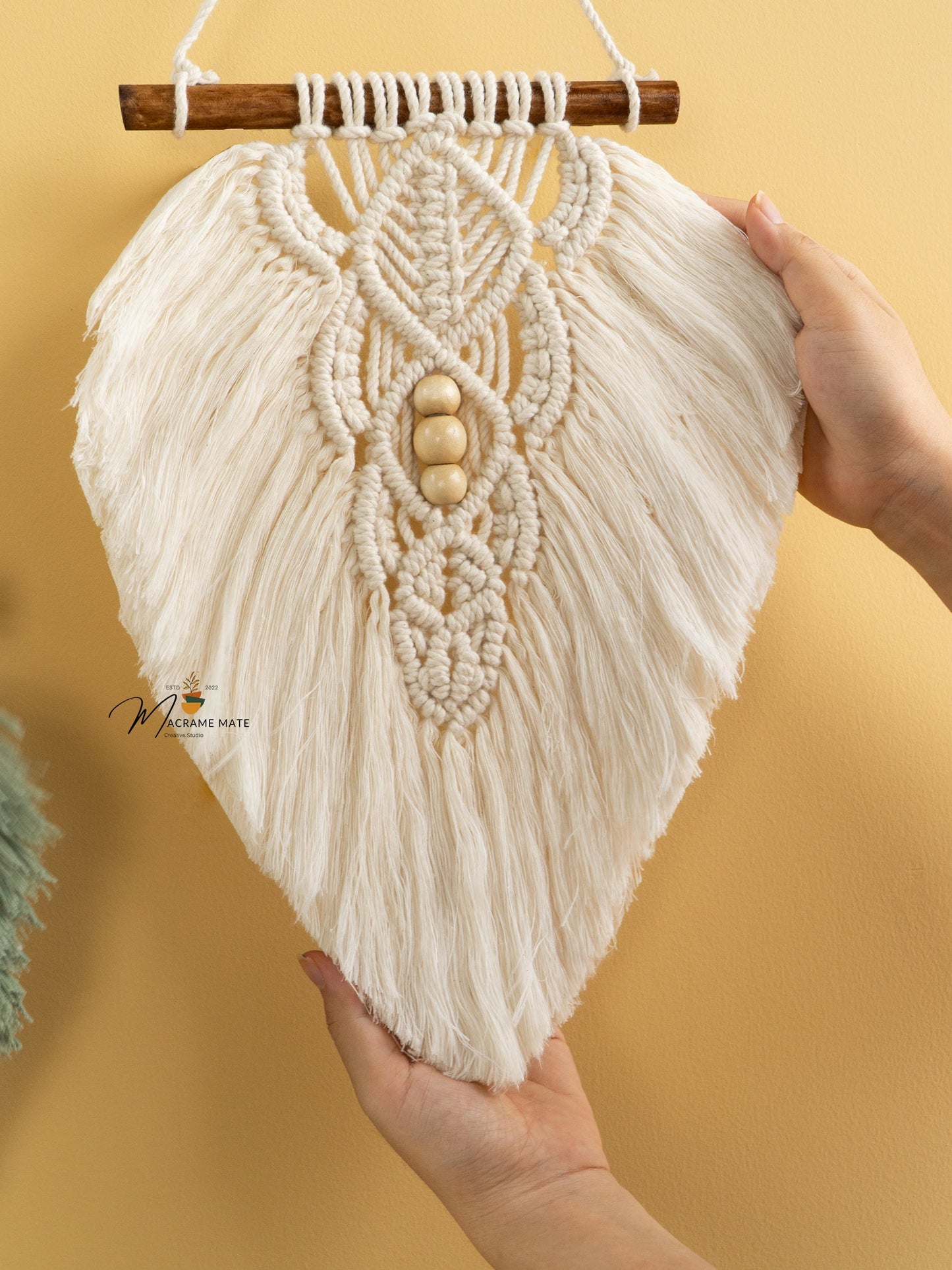 Rustic Green Natural Macrame Leaves