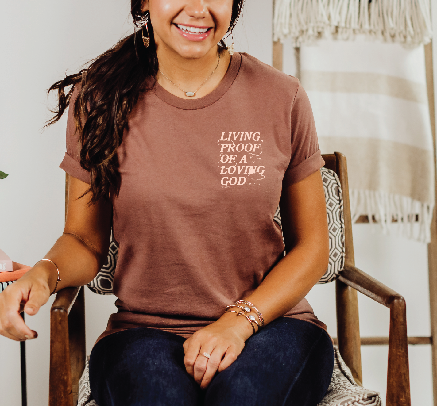 Living Proof of a Loving God Tee in Chestnut