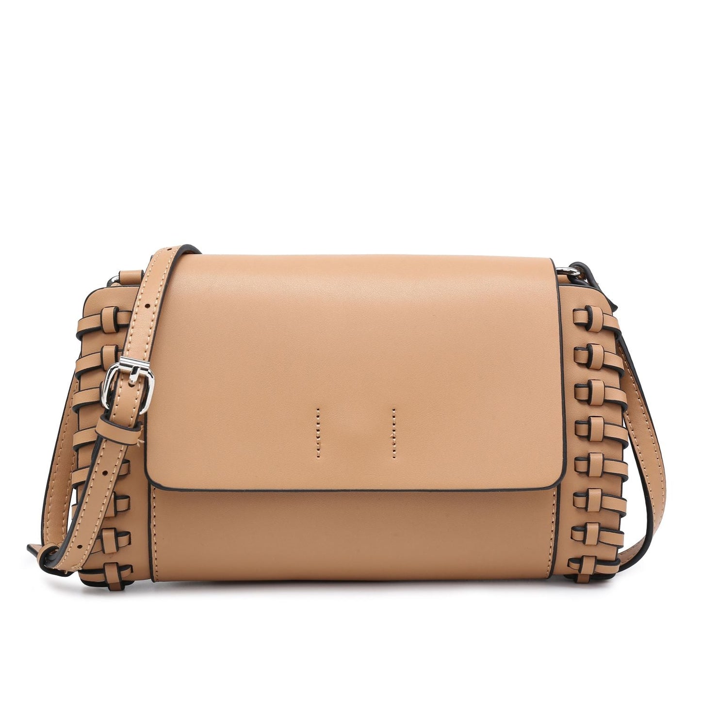 Compact Black Square Purse With Handcrafted Weave detail