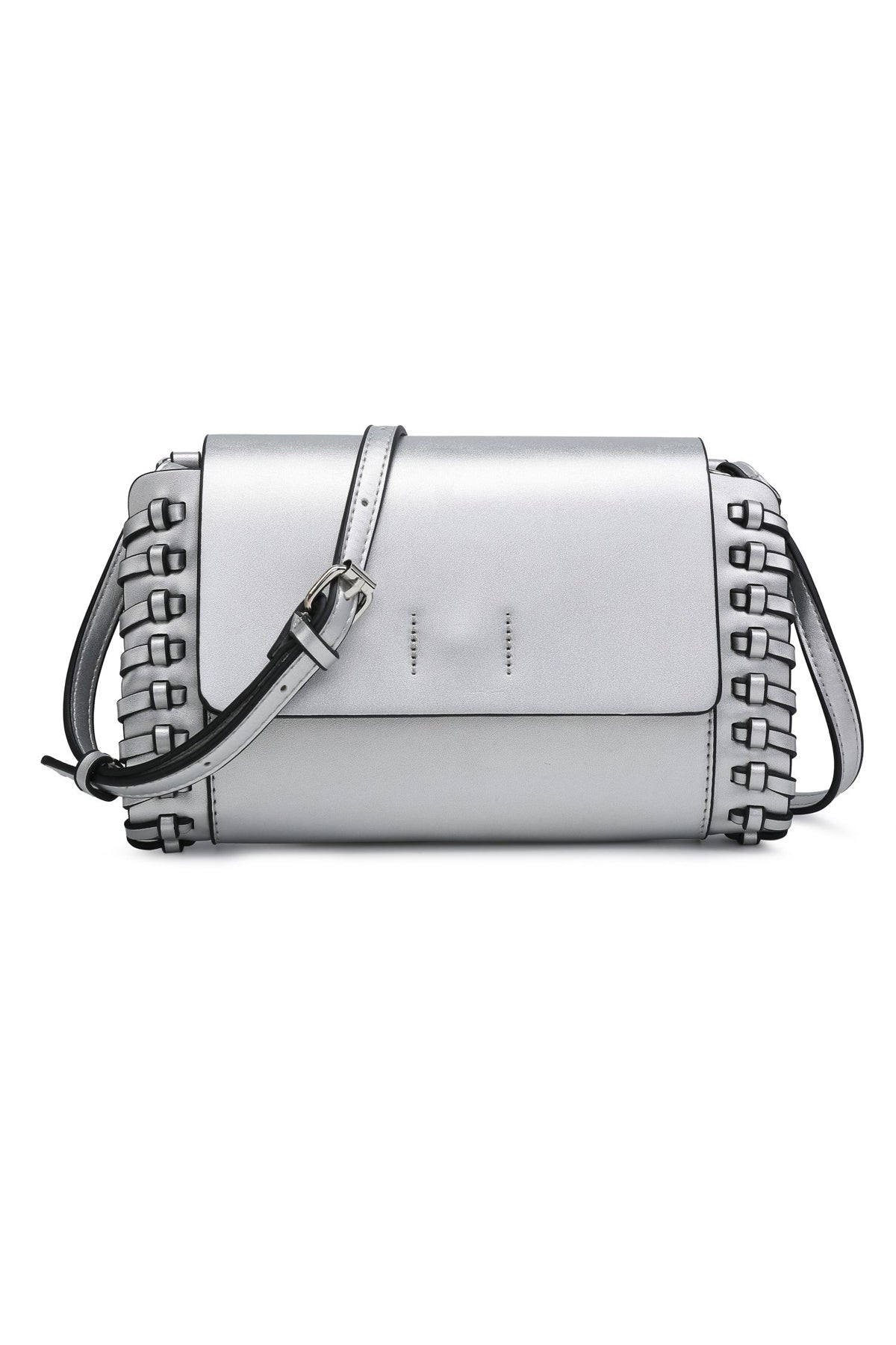 Compact Black Square Purse With Handcrafted Weave detail