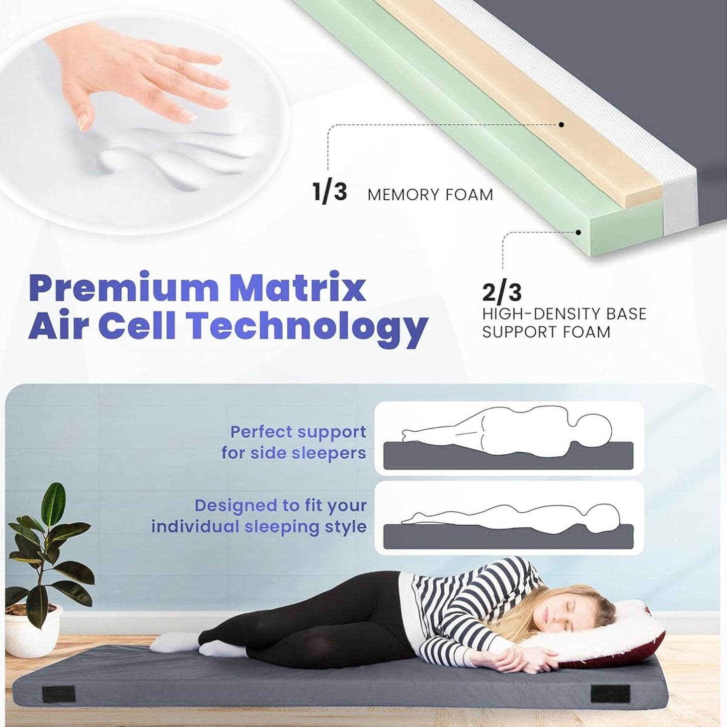 Home Bed Comfort with the Matrix Air-Cell Memory Foam Camping Mattress