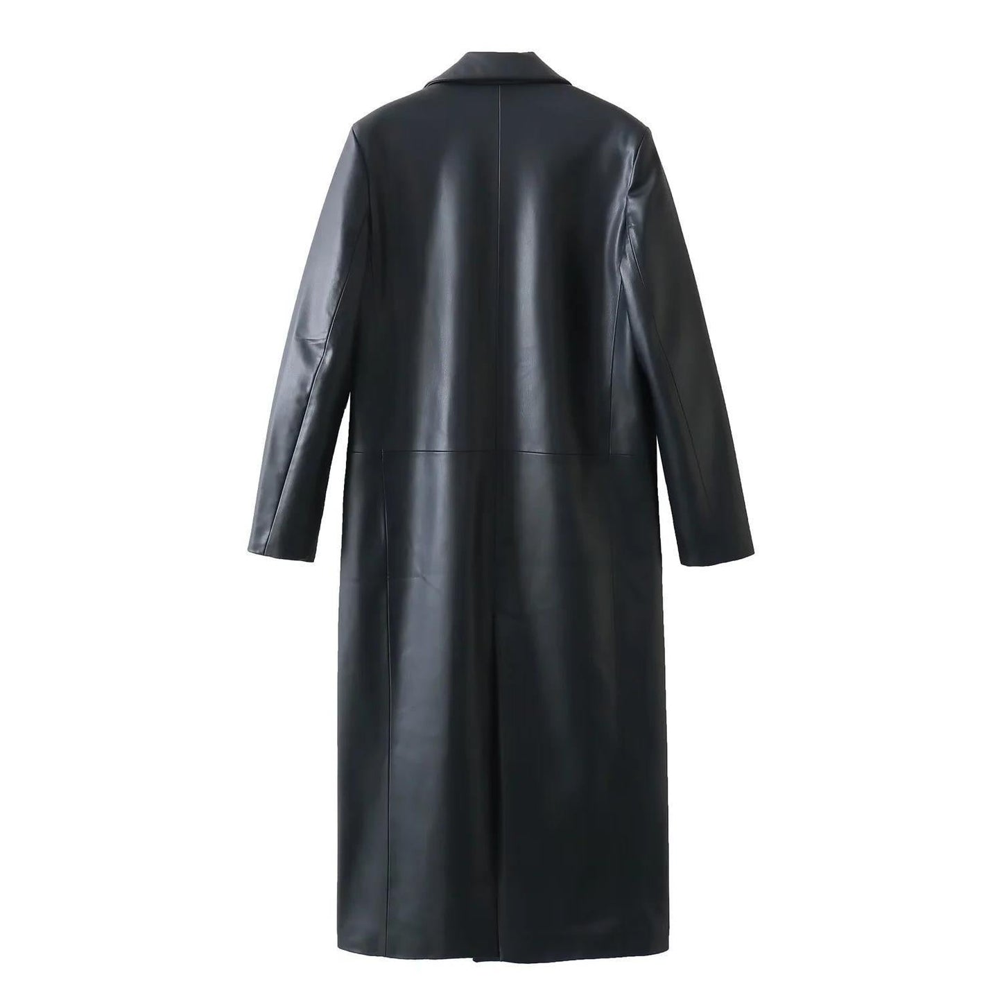Women Loose-Fit Faux Leather Coat