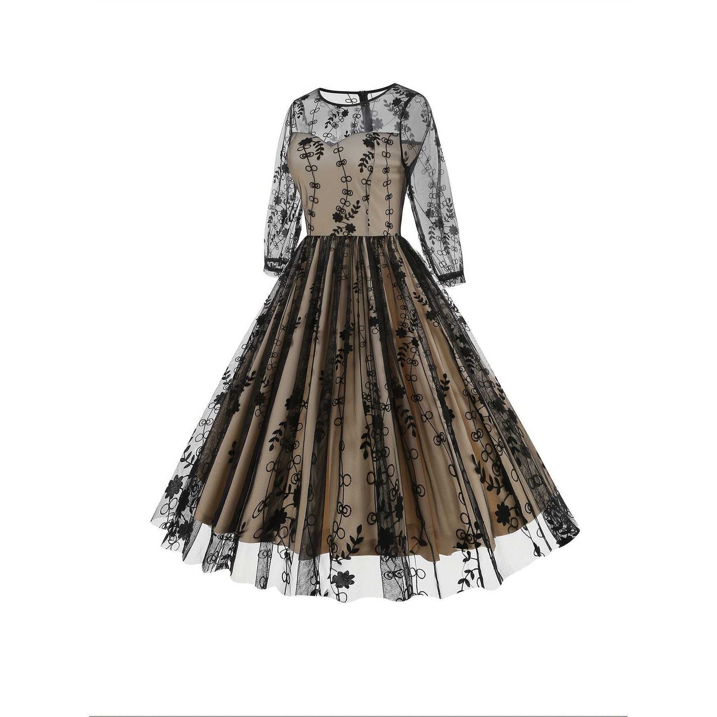 Mesh Panel Bodycon Midi Dress