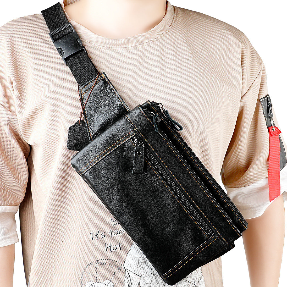 Multifunctional Genuine Leather Chest Bag & Waist Bag Unisex