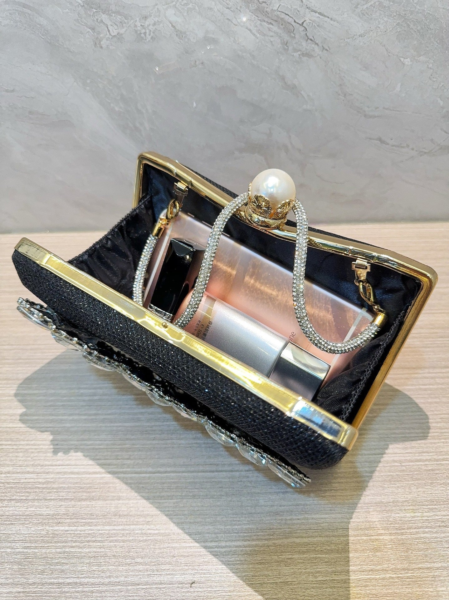 Glass rhinestone handbag