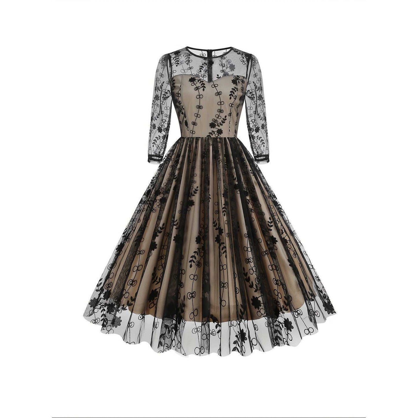 Mesh Panel Bodycon Midi Dress