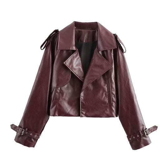 Women's Jacket Faux Leather Moto