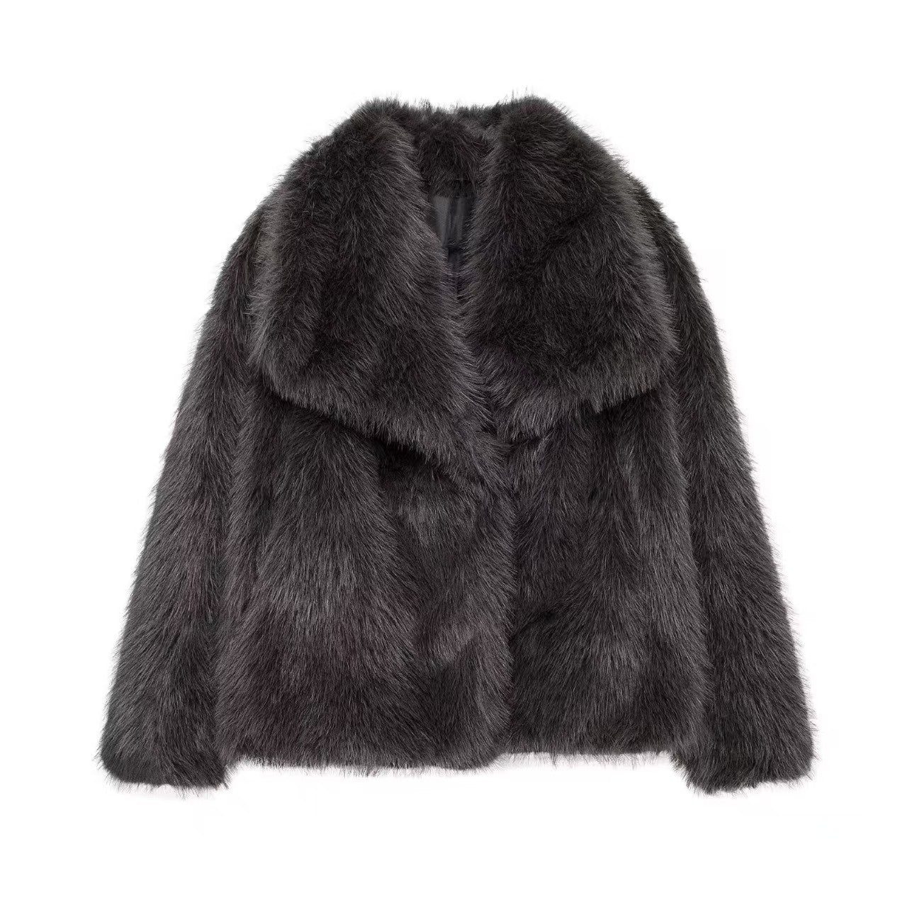 Women's Faux Fur Coat with Large Lapel Trendy