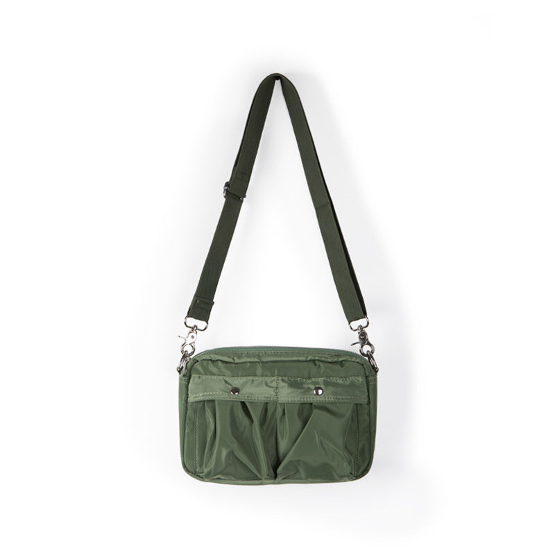 Women's bag simple tooling shoulder Crossbody bag, small pleated stylish casual nylon bag, small square purse