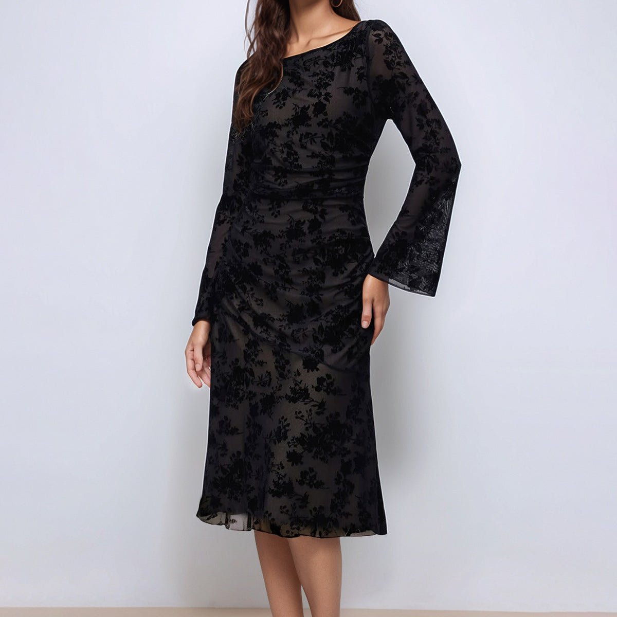 Floral Burnout Bodycon Midi Dress