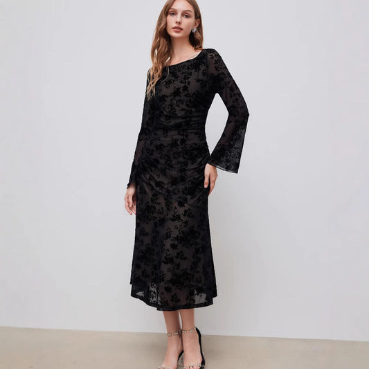 Floral Burnout Bodycon Midi Dress