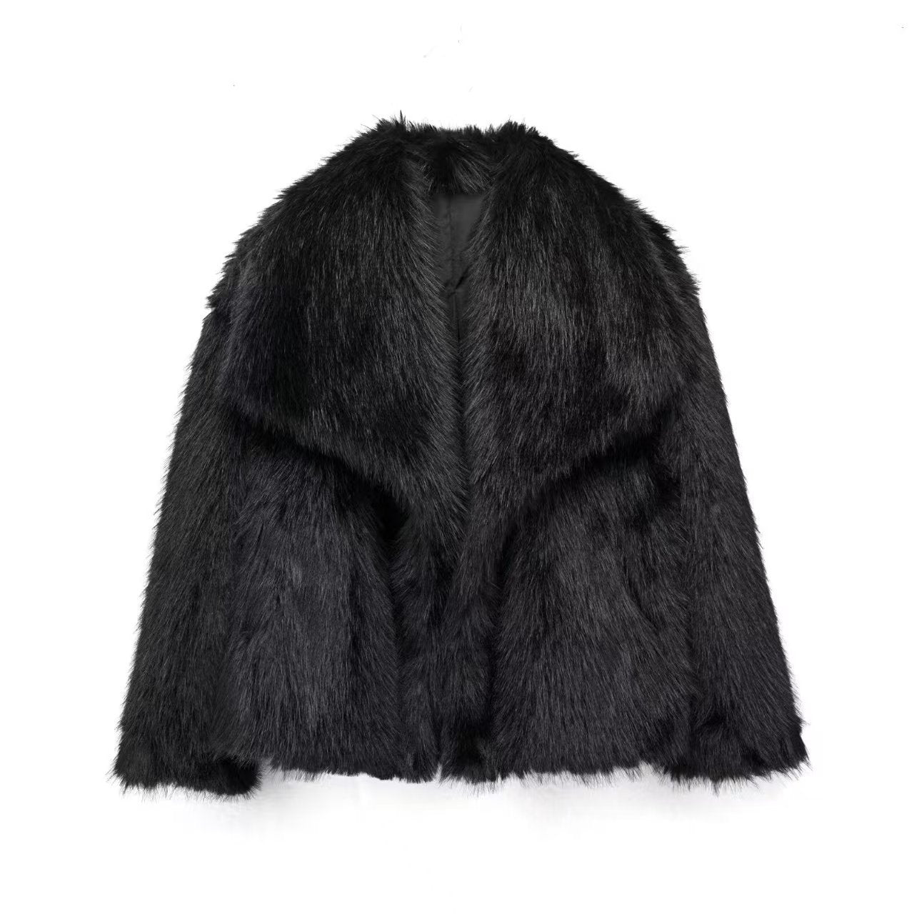 Women's Faux Fur Coat with Large Lapel Trendy