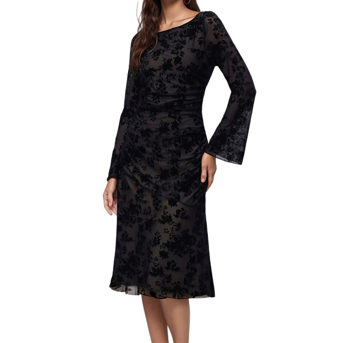 Floral Burnout Bodycon Midi Dress