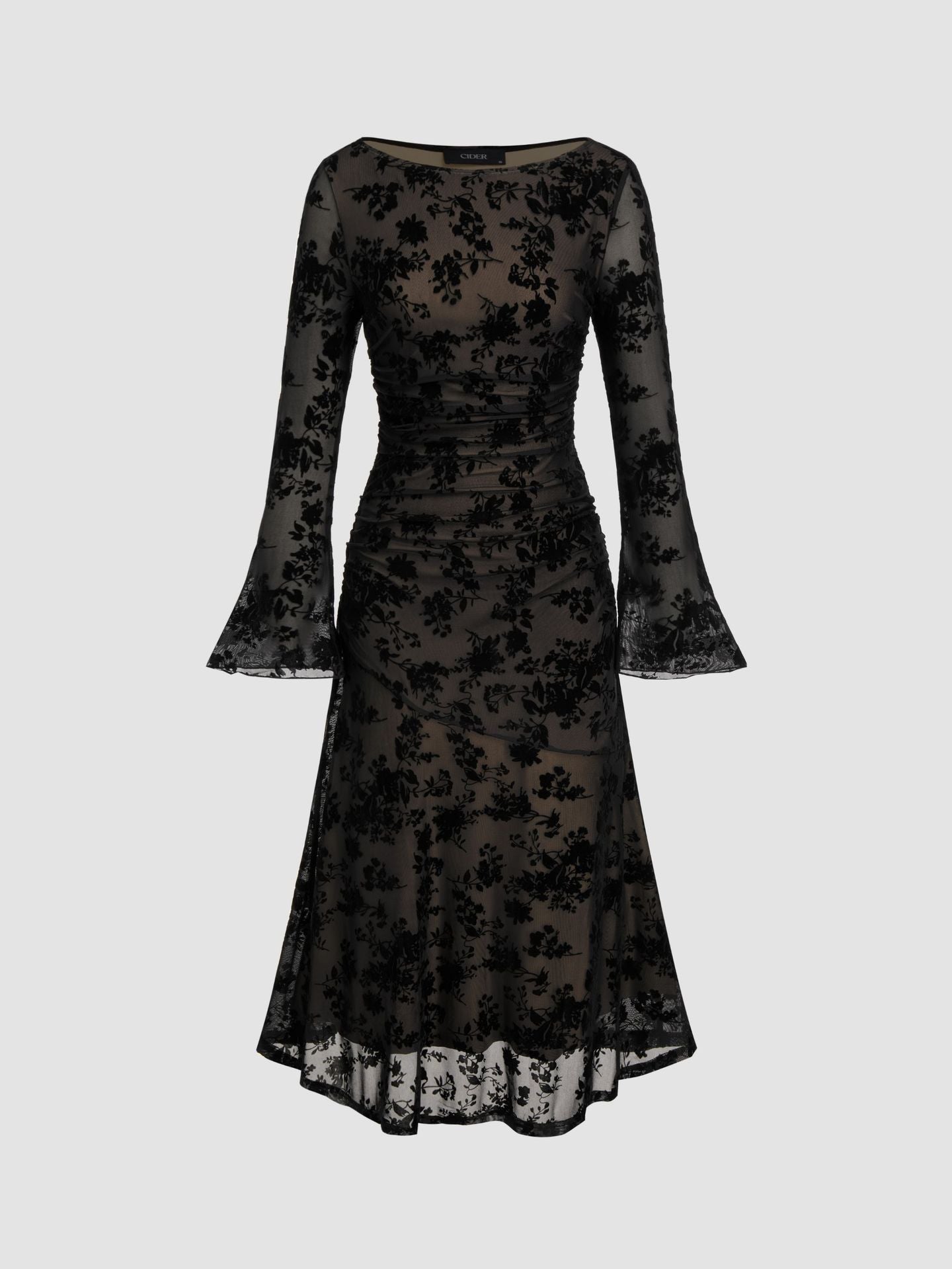 Floral Burnout Bodycon Midi Dress