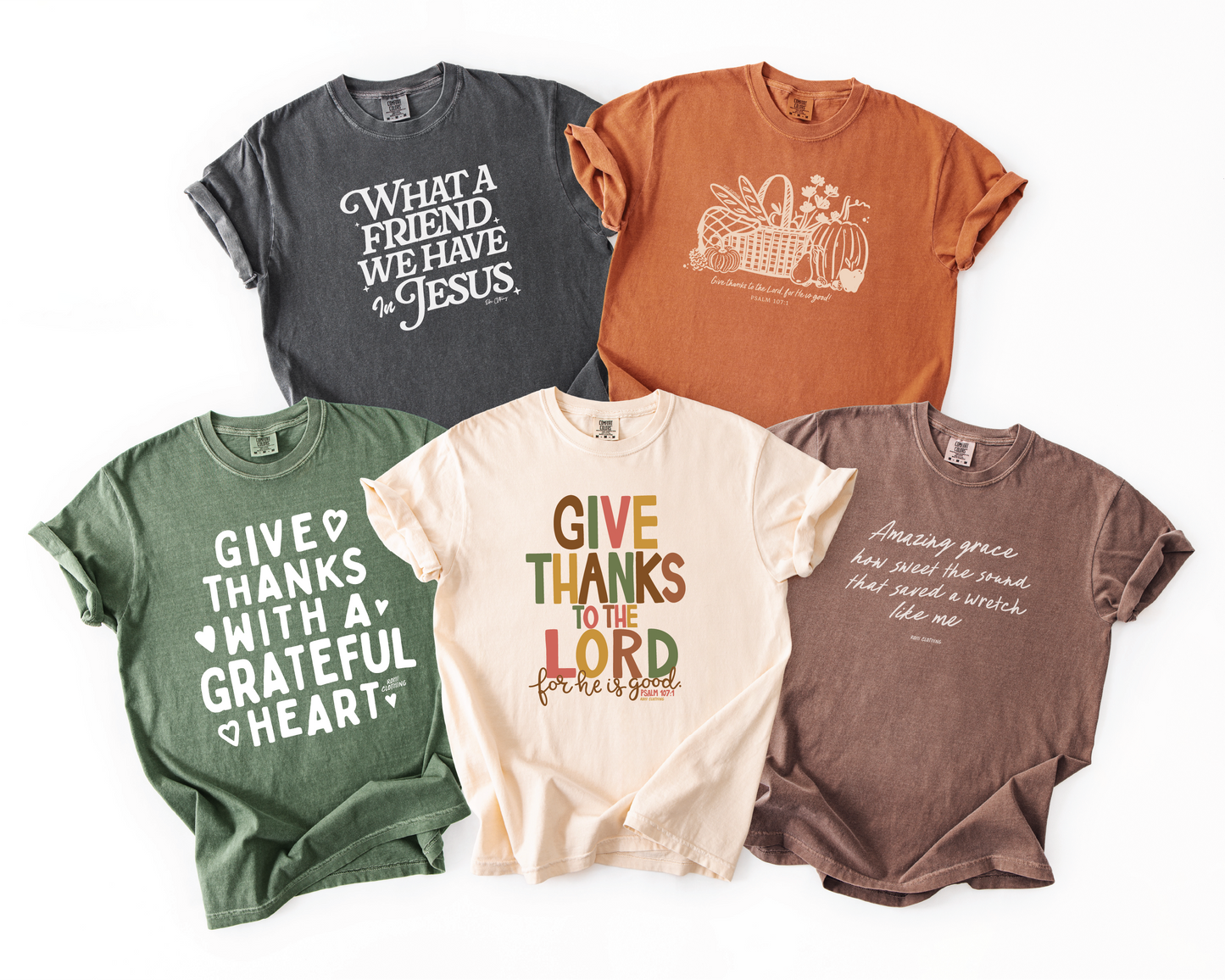 Give Thanks Multi Color Short Sleeve T-Shirt