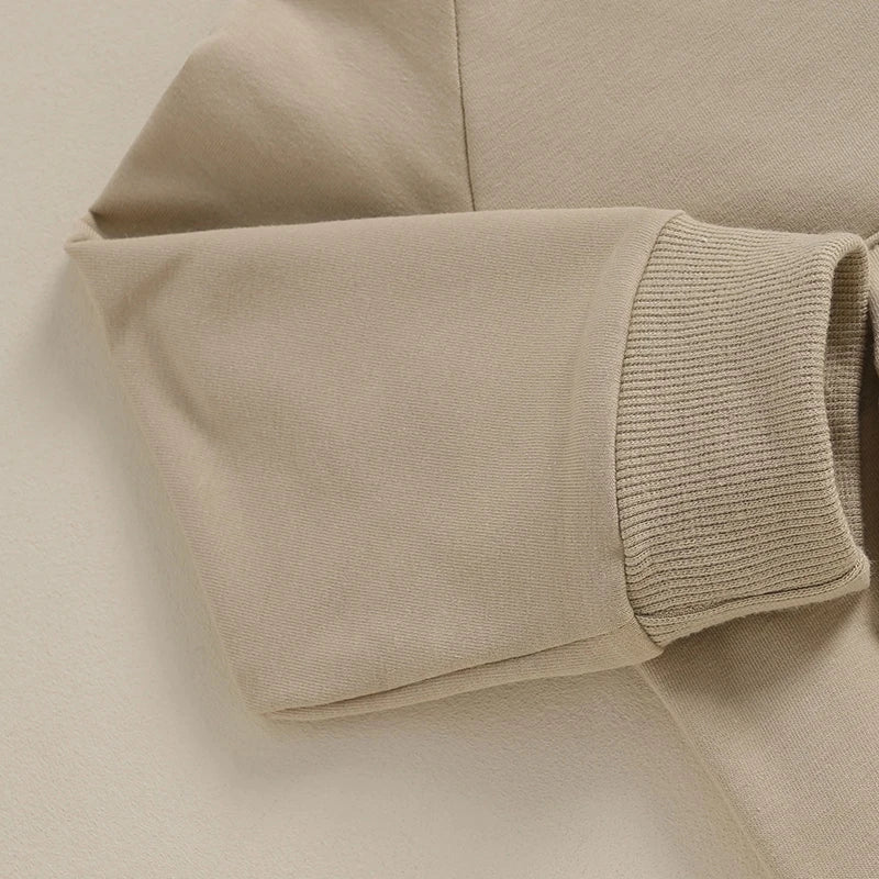 Toddler Baby Boy Girl 2Pcs Set Crewneck Solid Color Long Sleeve Top with Pocket Jogger Pants Outfit