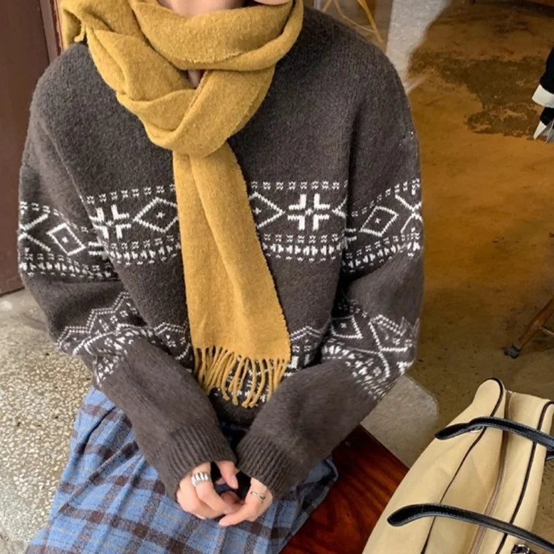 Women's Sweater Geometric Pattern Knit