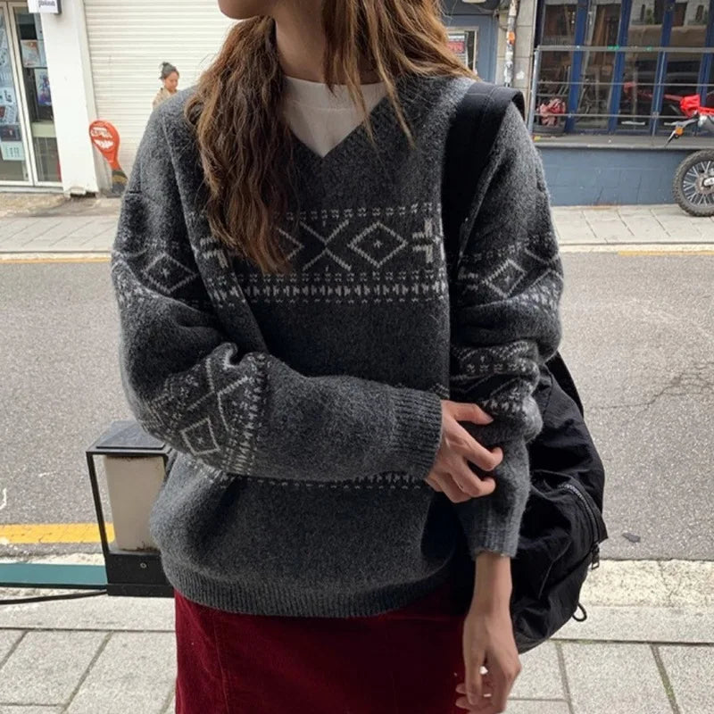 Women's Sweater Geometric Pattern Knit