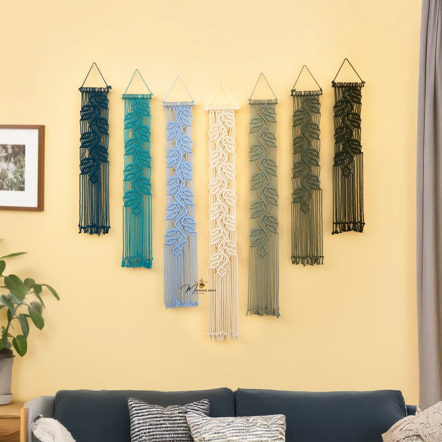 Blue to Green Macrame Wall Art