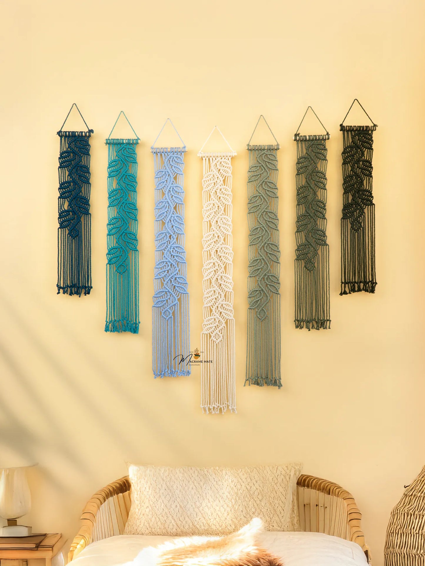 Blue to Green Macrame Wall Art