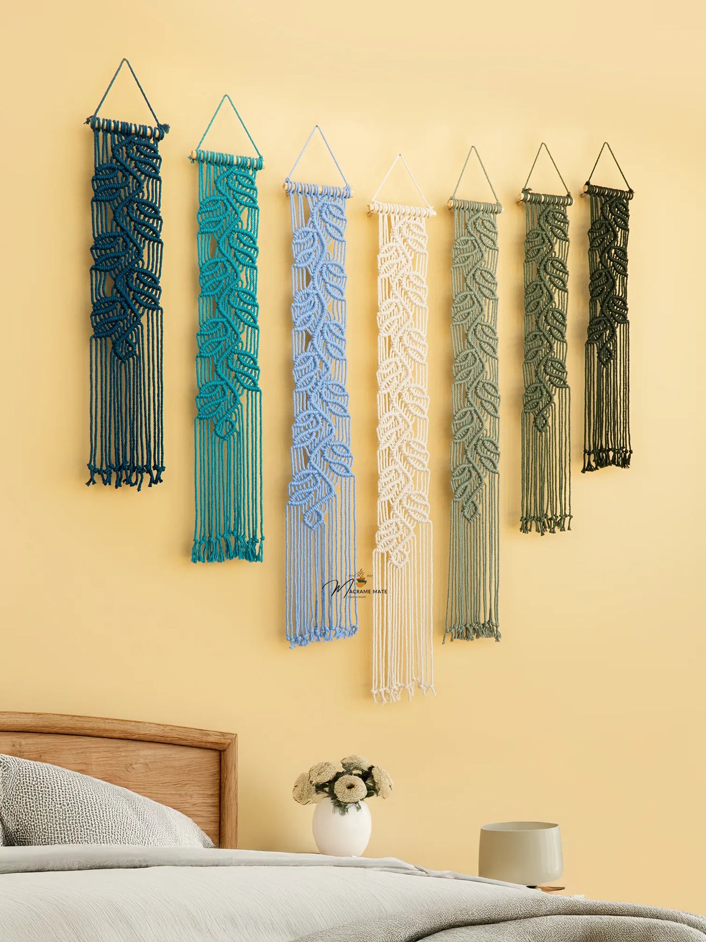 Blue to Green Macrame Wall Art