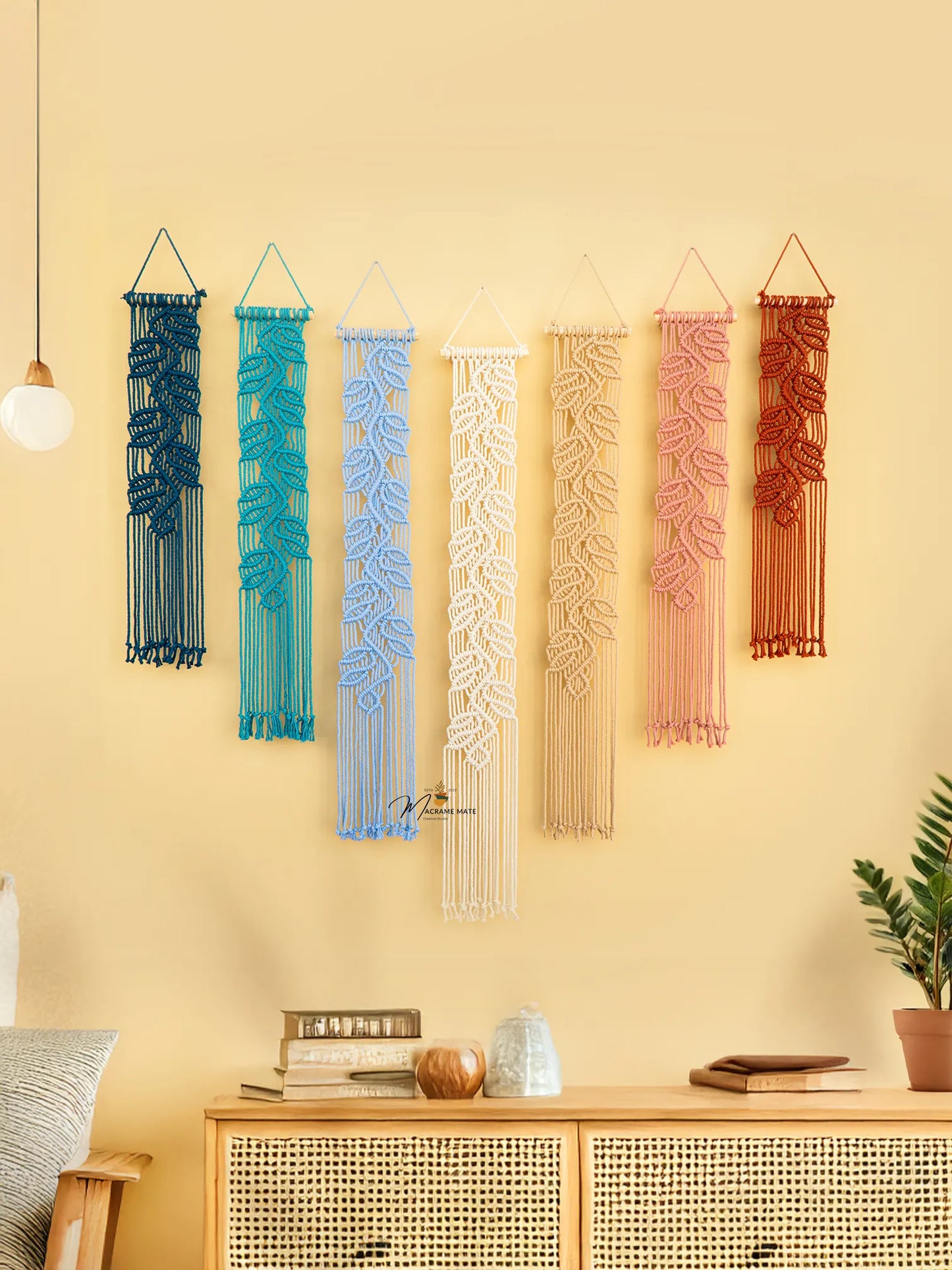 Blue Pink Macrame Wall Hanging