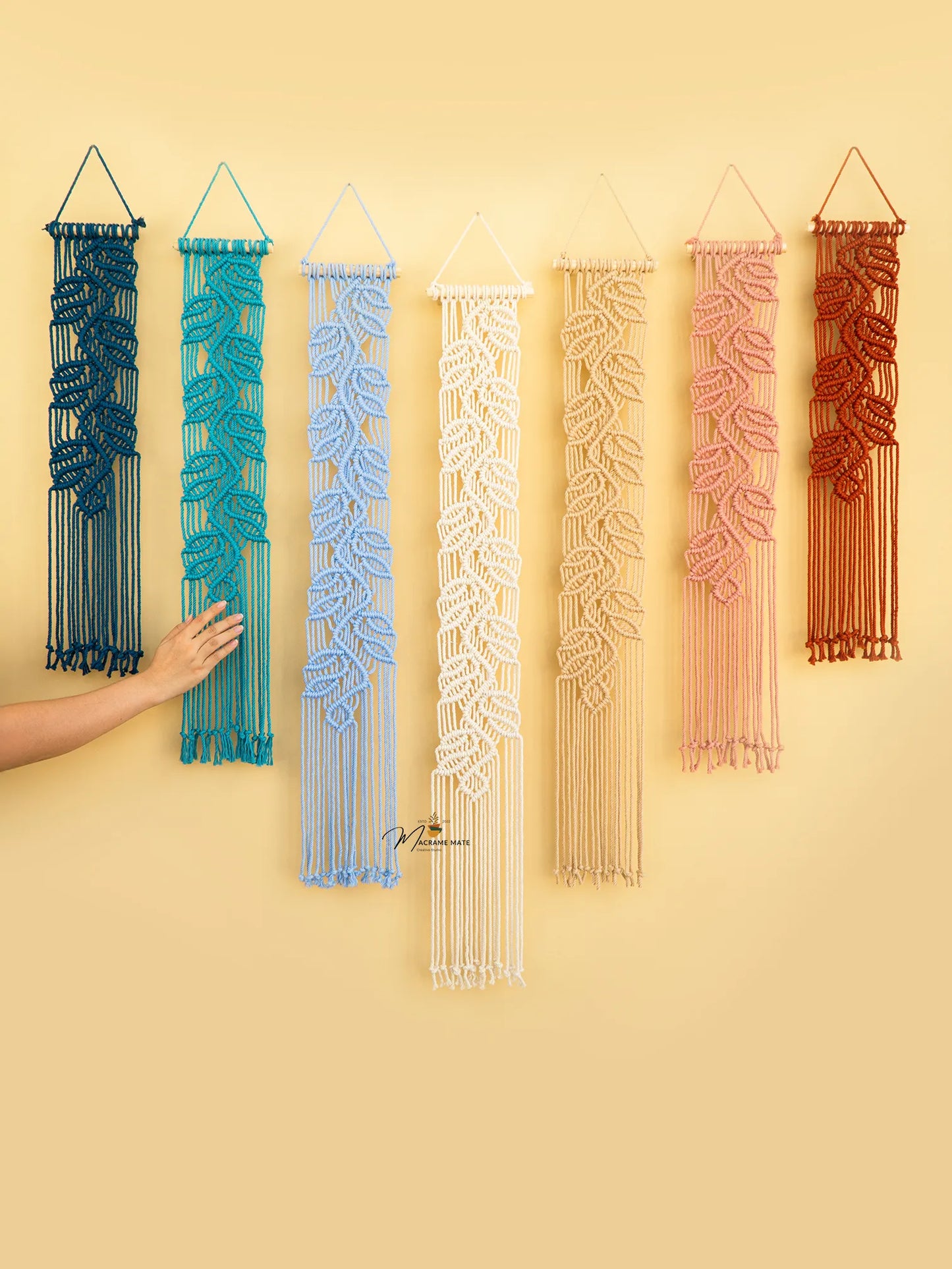 Blue Pink Macrame Wall Hanging