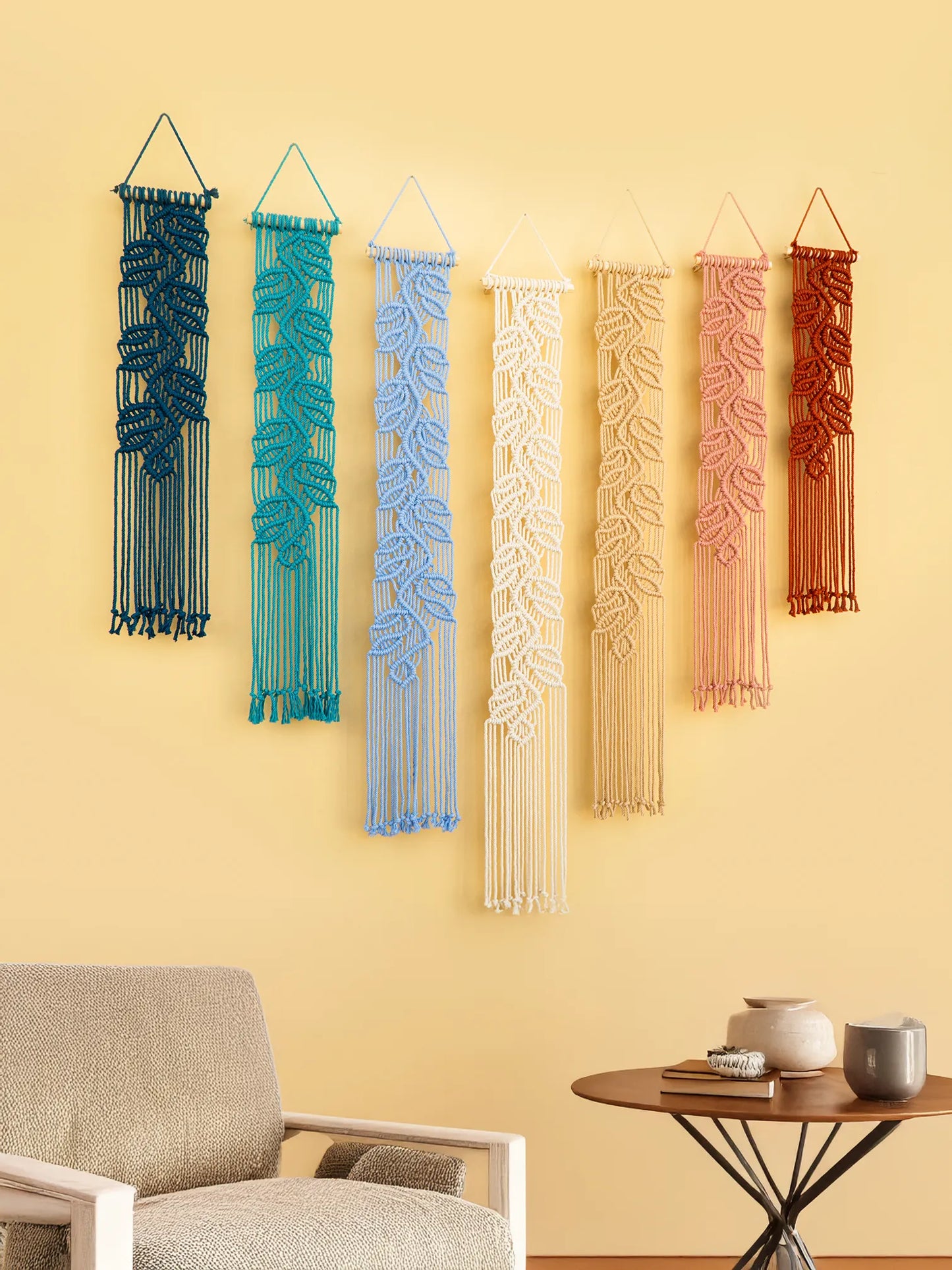 Blue Pink Macrame Wall Hanging