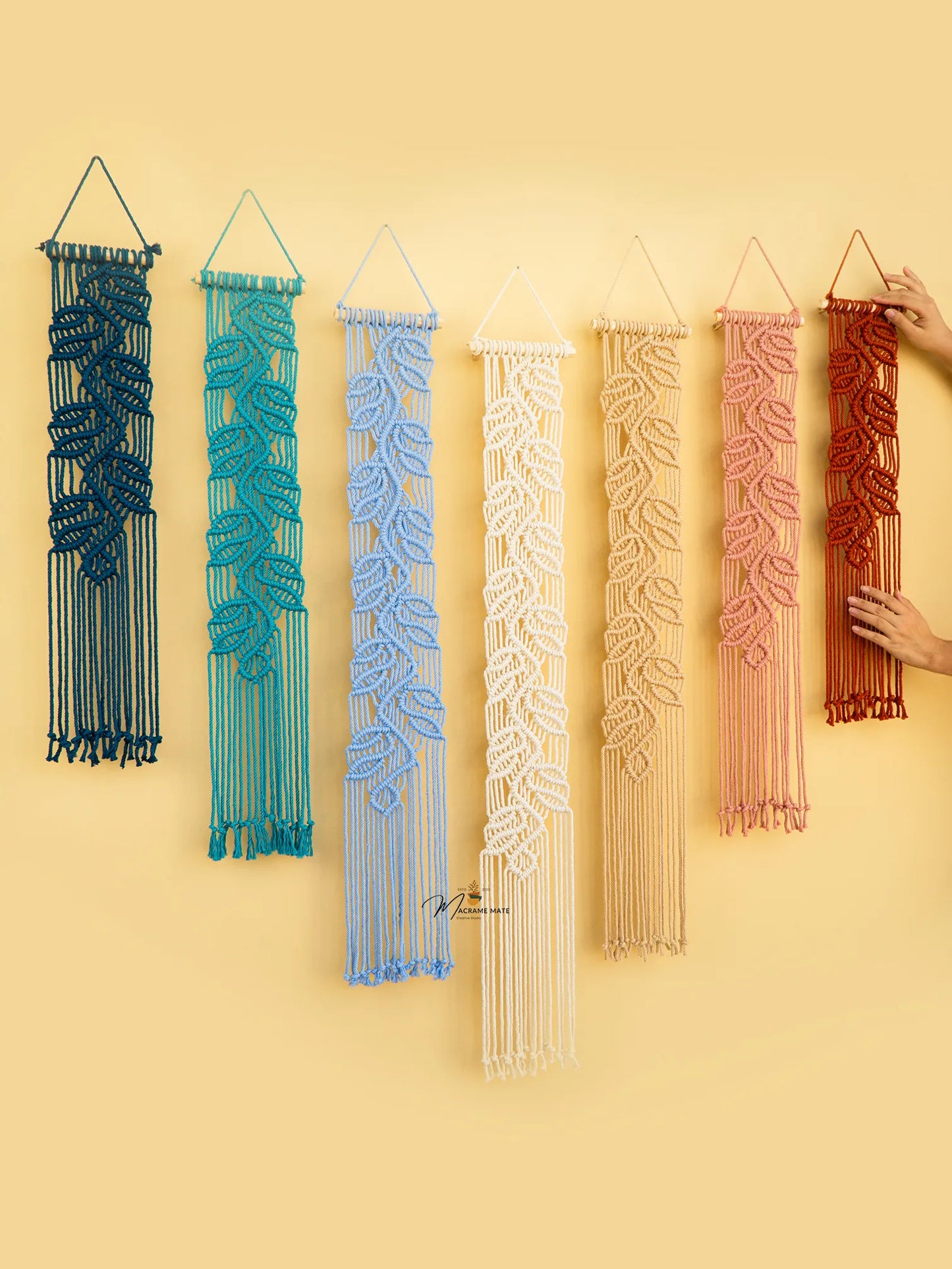 Blue Pink Macrame Wall Hanging