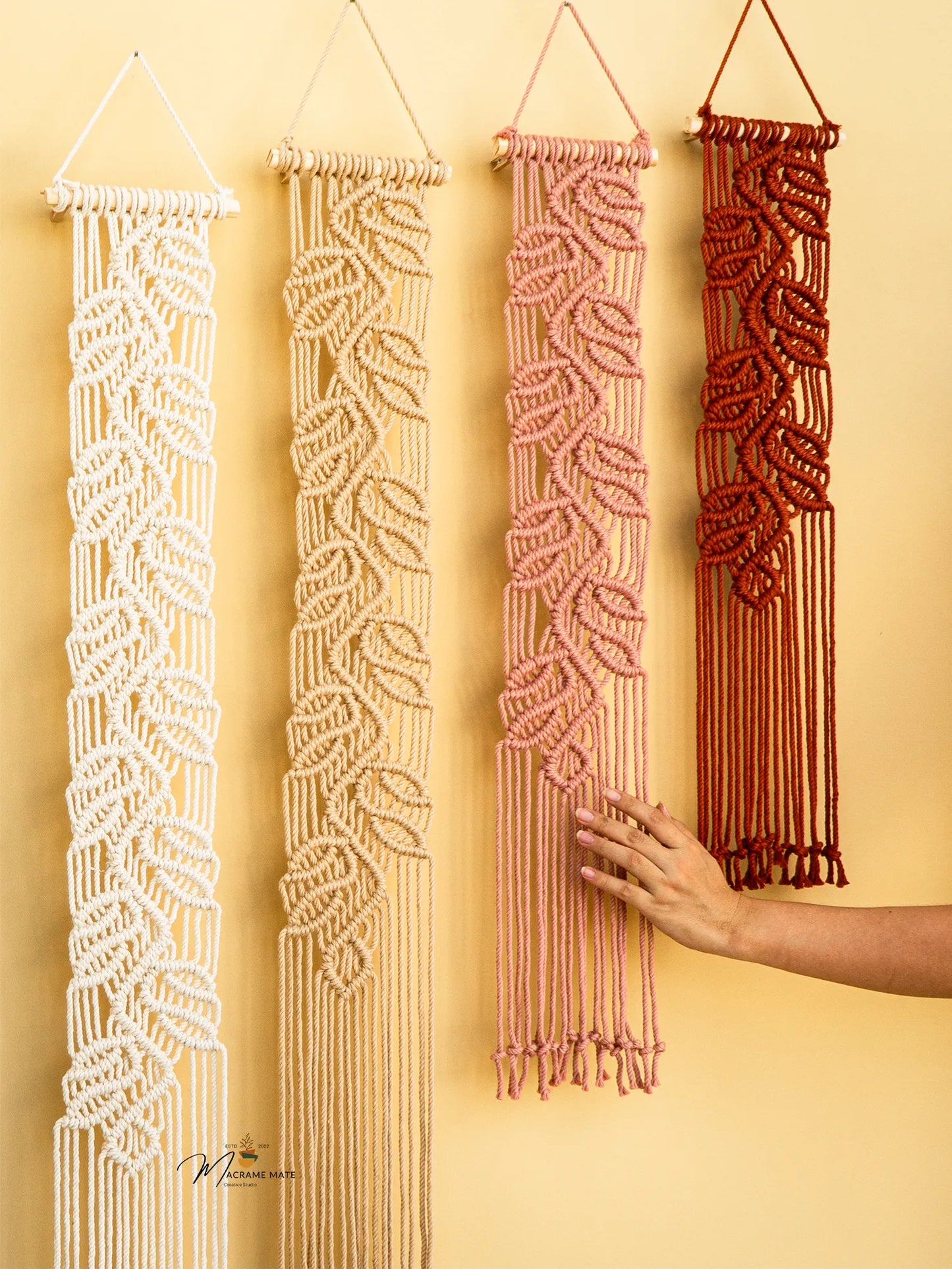 Blue Pink Macrame Wall Hanging