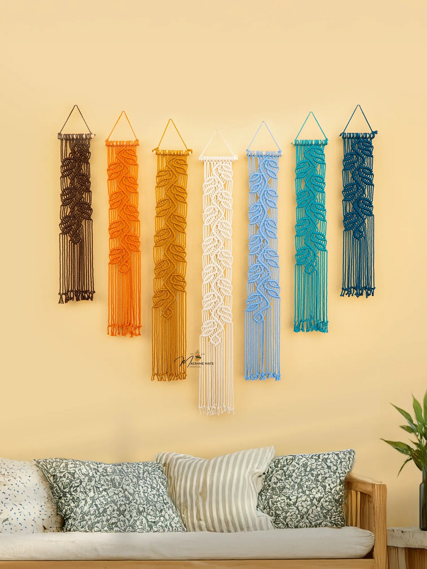 Earth Blue Macrame Wall art