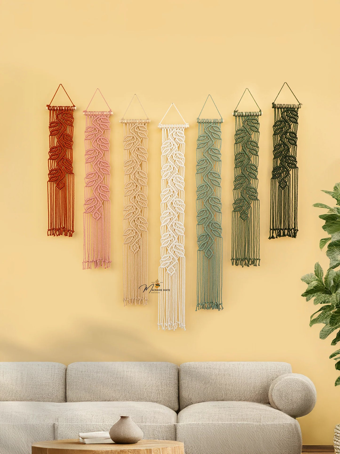Pink Green Macrame Wall Hanging