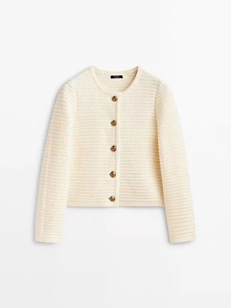 Women's Knitted Cardigan - Retro Long Sleeve Button Casual Top