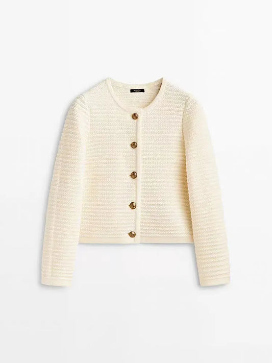 Women's Knitted Cardigan - Retro Long Sleeve Button Casual Top