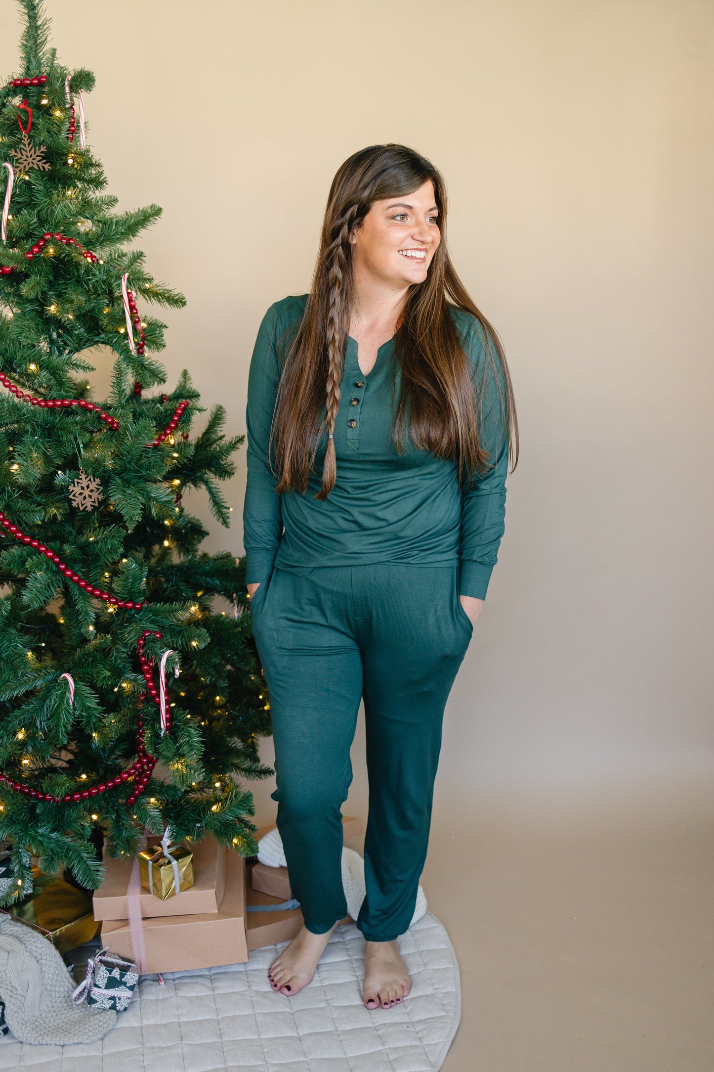 Women's Green Emerald Bamboo Christmas Pajamas