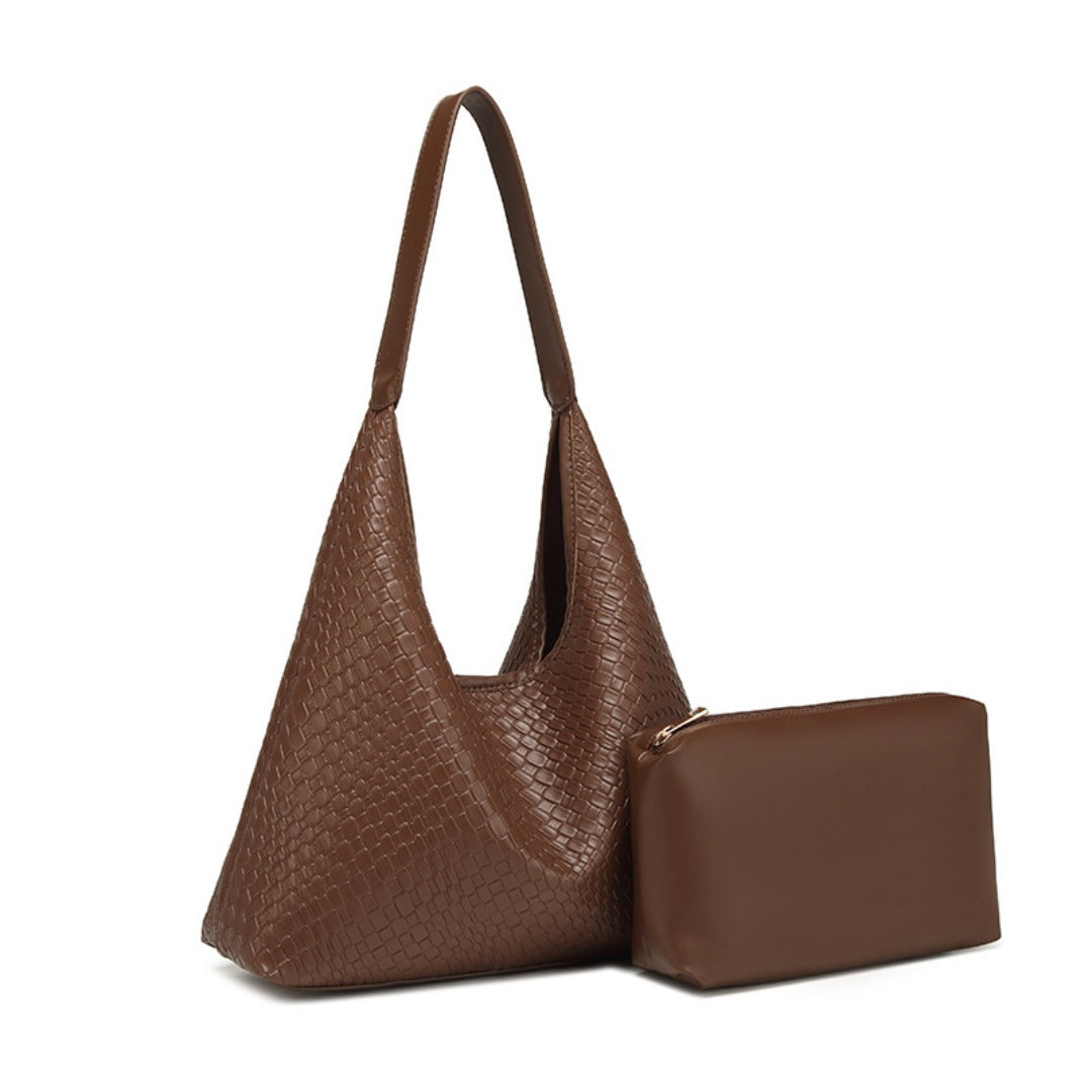 Soft leather woven hobo bag for women, tote bag for women, casual large capacity handheld shoulder bag, shoulder hobo purse