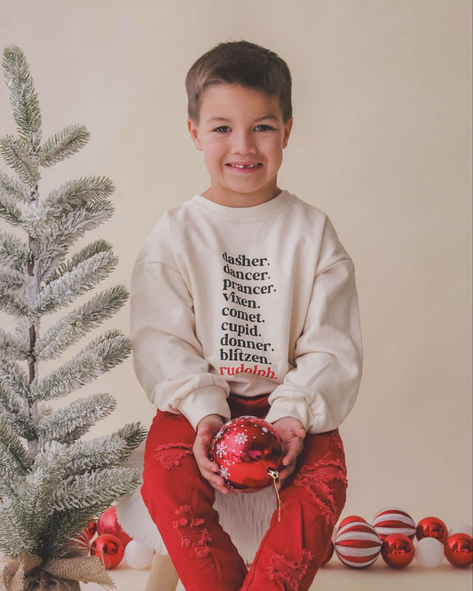 Reindeer Names Crewneck Sweatshirt